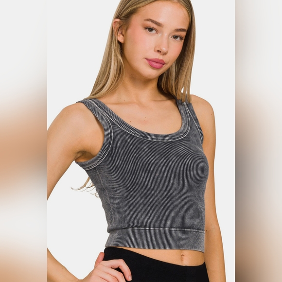 Zenana Outfitters Tops - Zenana Washed Scoop Neck Wide Strap Tank
